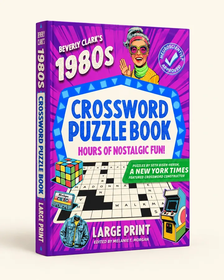 Paperback mockup of Beverly Clark 1980s crossword puzzle book