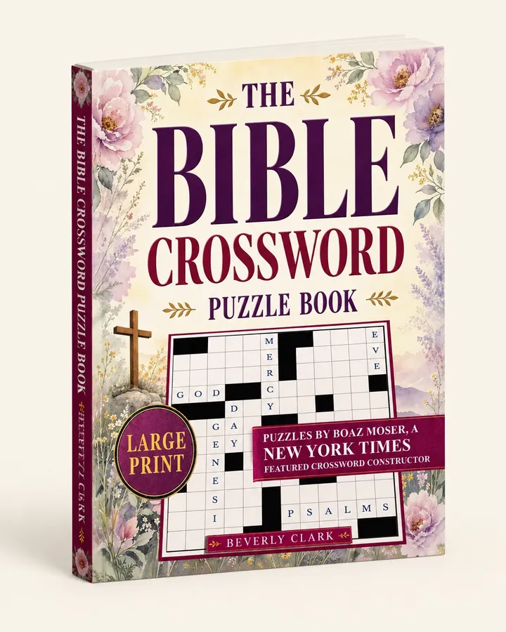 Paperback mockup of Beverly Clark Bible crossword puzzle book