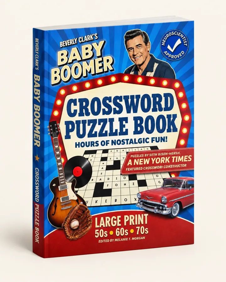 Paperback mockup of Beverly Clark Baby Boomer crossword puzzle book